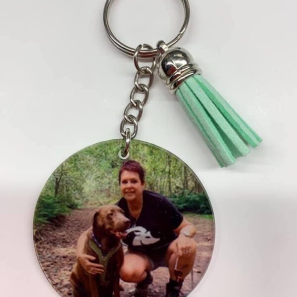 Acryl sleutelhanger foto met kwastje