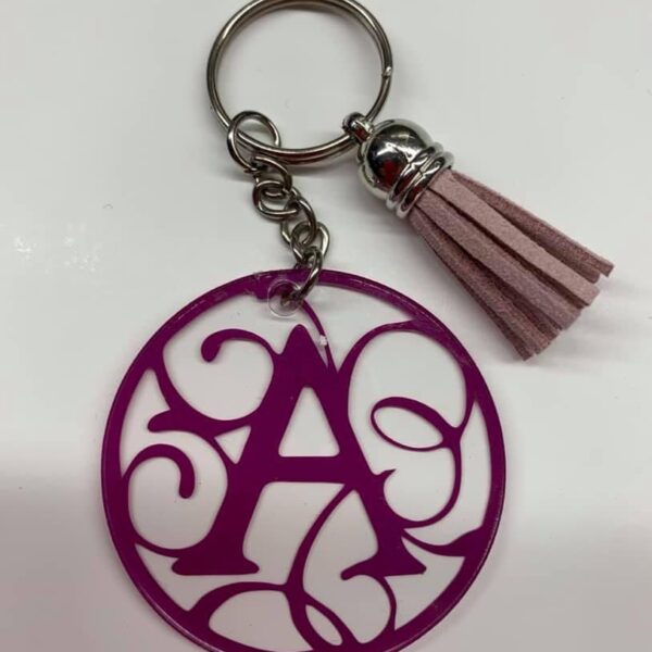 Acryl sleutelhanger letter met kwastje